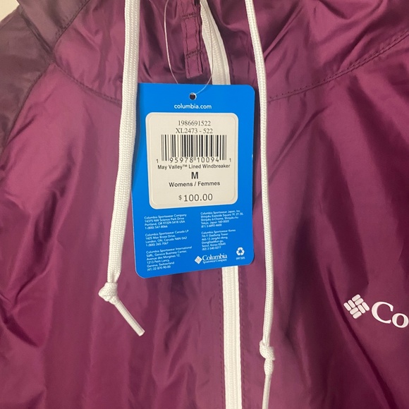 NWT Columbia May Valley Lined Windbreaker Size Medium - Picture 6 of 8